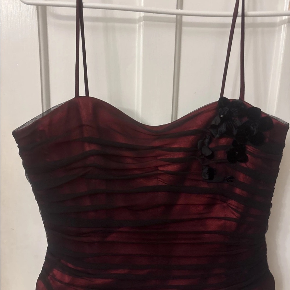 Elegant Red and Black Satin Corset Top